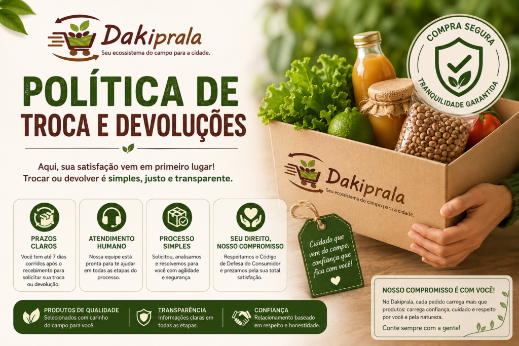 Política de troca e devoluções.