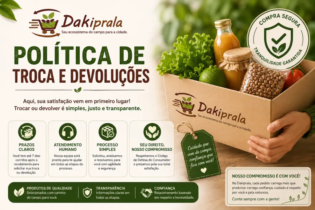 Política de troca e devoluções.